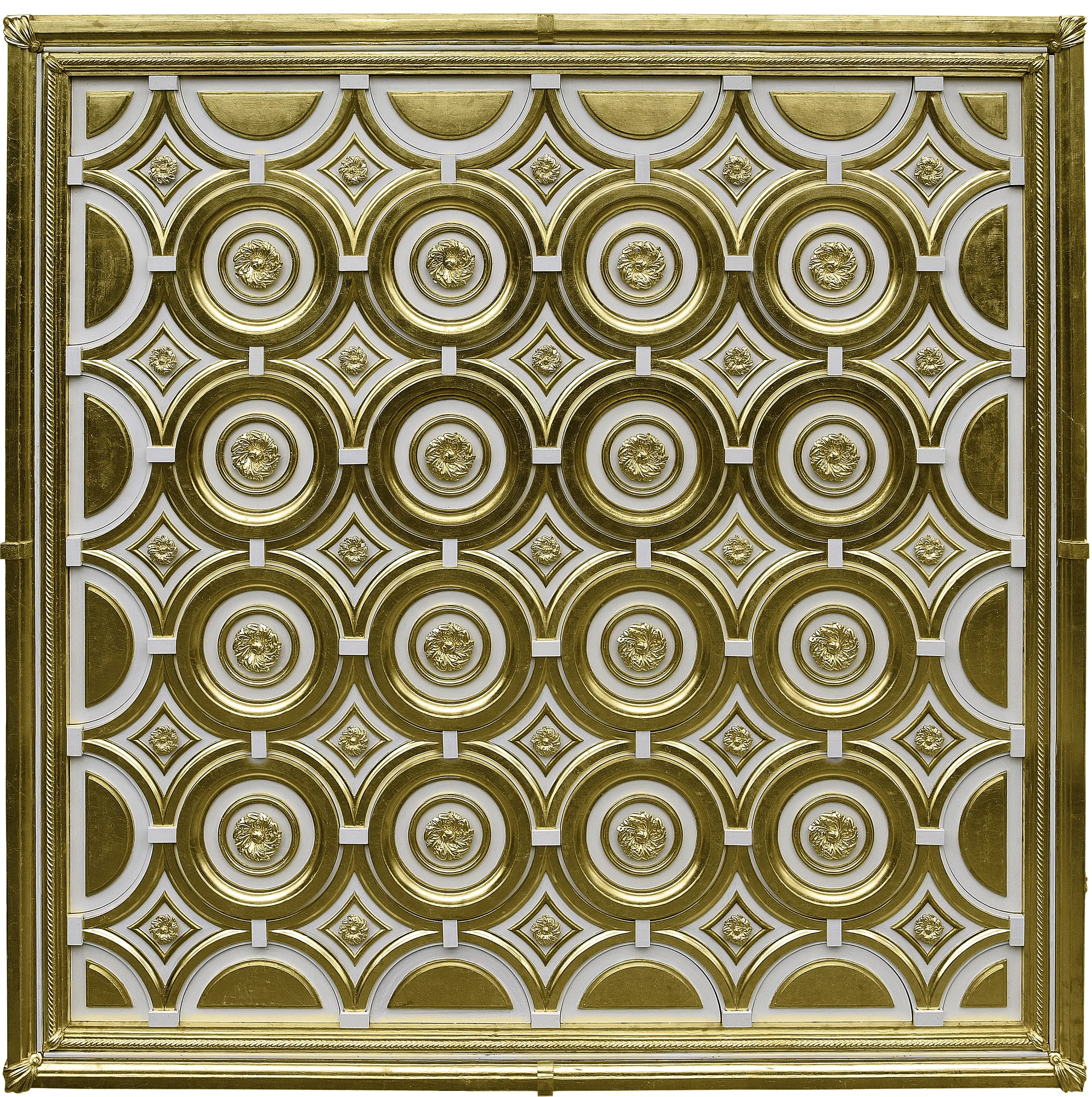 Soffitto Hydra - Vista completa del soffitto artistico decorato con doratura a missione
