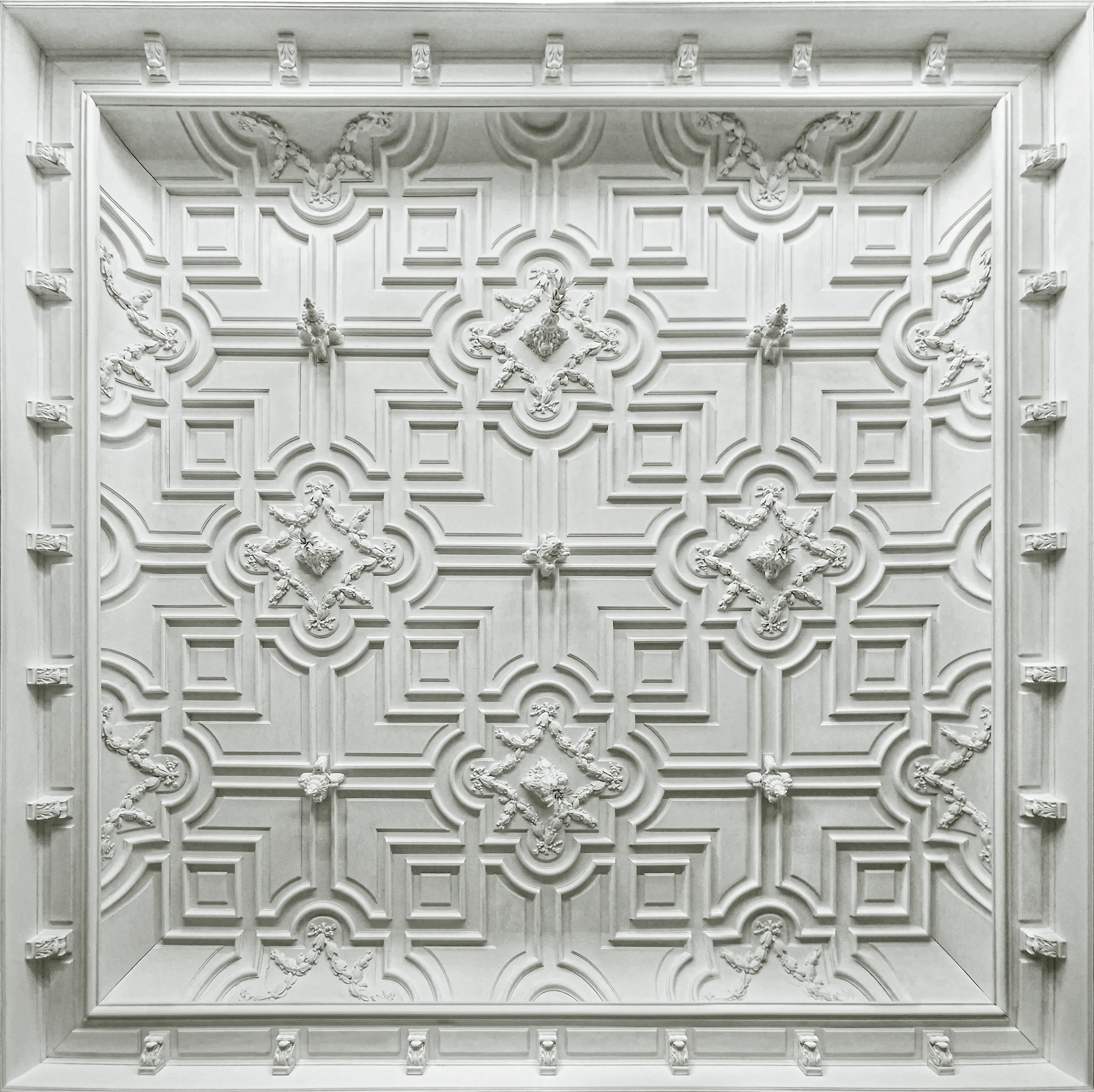Soffitto Vela - Vista completa del soffitto artistico decorato con doratura a missione